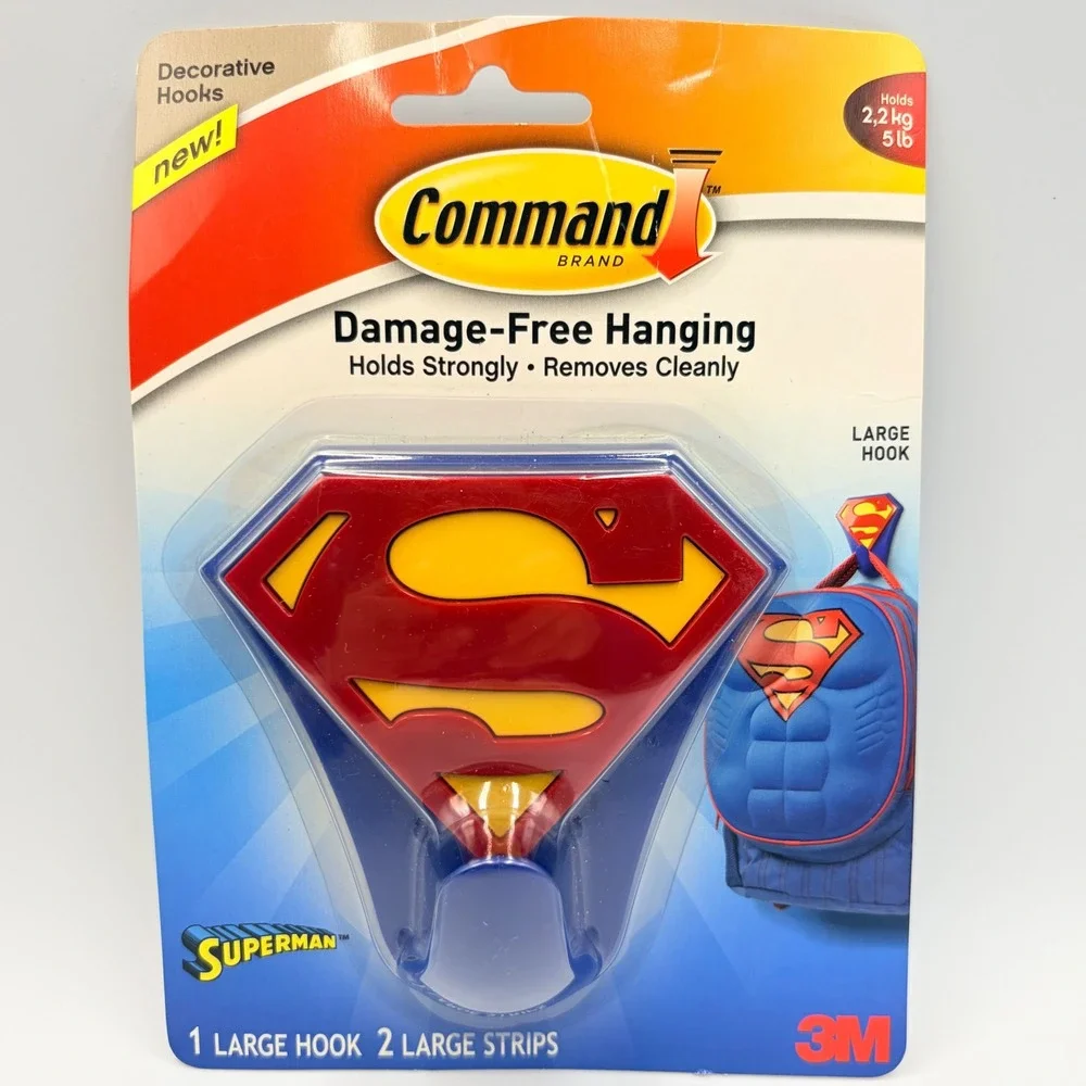 3M Command Superman Decorative Hooks Limited Edition Large 5lb Capacity Set of 3